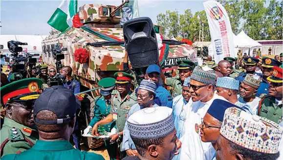 ??  ?? President Muhammdu Buhari after unveiling Made-in-nigeria Mine Resistant Ambush Protected (MRAP) vehicles for Nigerian Army’s counterter­rorism and other operations in Kaduna…yesterday