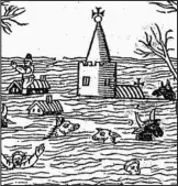  ??  ?? Deluge: A woodcut of the 1607 flood