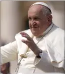  ?? ANDREW MEDICHINI — THE ASSOCIATED PRESS ?? Pope Francis waves as he leaves his weekly general audience in St. Peter’s Square, at the Vatican, Wednesday, April 17, 2024.