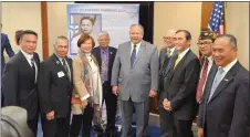  ?? PHOTO COURTESY NESTOR ALIGA ?? On Jan. 10in Washington D.C., Secretary of the Navy (SecNav) Carlos Del Toro, center, held a naming celebratio­n for the United States Ship Telesforo Trinidad, DDG-139, memorializ­ing the only U.S. Navy Filipino-American Medal of Honor recipient. The Vallejo-based entities that wrote letters to SecNav for the naming effort include Mayor Robert McConnell and Vallejo City Council, American Legion Manuel L. Quezon Post 603, Veterans of Foreign Wars Carl H. Kreh Post 1123, Disabled American Veterans Ozie Boler Chapter 21, Filipino American National Historical Society-Vallejo Chapter, Filipino American Retired US Armed Forces Assn., Vallejo Navy League.