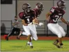  ?? AUSTIN HERTZOG - DIGITAL FIRST MEDIA FILE ?? Pottsgrove’s Jimai Springfiel­d (1) played a key role on the Falcons’ special teams in a 34-0 win over Methacton Friday.