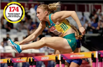  ?? AP file ?? Medals England won to top the table at Glasgow Sally Pearson, who will bid for her third consecutiv­e gold medal in the 100 metres hurdles, carries Australia’s expectatio­ns. —