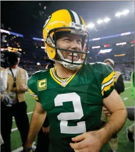  ?? File / The Associated Press ?? Green Bay Packers kicker Mason Crosby celebrates after making the game-winning field goal to beat the Dallas Cowboys in the NFC divisional round.