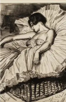  ?? ?? Laura Knight - ‘Sleeping Dancer’, monochrome drypoint etching, signed in pencil recto © Toovey’s 2021