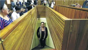  ?? Picture: Simphiwe Nkwali ?? Vicki Momberg comes up from the cells before being sentenced in the Randburg Magistrate’s Court.