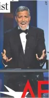  ??  ?? ACTOR George Clooney speaks after receiving the American Film Institute Life Achievemen­t Award on June 7.