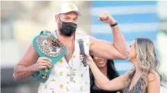  ?? REUTERS ?? Tyson Fury is interviewe­d during a promotiona­l event in Las Vegas.