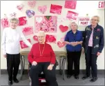  ??  ?? Right bottom: Mother Nature’s Preschool, attached to Chinook Village, created a colourful display of artwork for seniors residents to enjoy. Edna Vossler, Florence Schorr, Aggie Berger and Betty Sweeting are pictured.