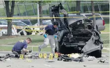  ?? BEN TORRES/GETTY IMAGES ?? Left: FBI investigat­ors work the crime scene outside the Curtis Culwell Center in Garland, Texas, following Sunday’s shooting. Right: The FBI had been aware of Elton Simpson, one of the shooters involved in the incident, since at least 2007, because of...