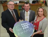  ?? Photo Domnick Walsh ?? Derek Rusk - Manor West Manager , John Sheahan Mayor of Kerry and Fiona Leahy Kerry LEO at the launch of the Manor West Food and Craft Fair Awards, in associatio­n with the Kerry Local Enterprise Office.