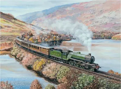  ?? A1SLT ?? Chris Ludlow’s painting of V4 2-6-2 No.3403 Highlander in Scotland, which was presented to The A1 Steam Locomotive Trust at the convention on October 22.