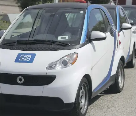  ?? CHRISTINA RYAN ?? Car2go — its vehicles are shown here in Calgary — is a ride-sharing operator in North America.