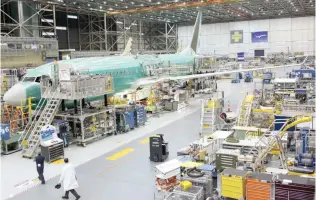  ?? — Reuters ?? A Boeing 737 MAX plane is seen during a media tour at the Boeing plant in Renton, Washington.