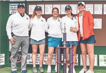  ?? / Contribute­d ?? The Gordon Lee Lady Trojans took home second place at the Heart of Georgia Tournament in Cochran on Saturday. Senior Macall Miller (second from right) fired a 74 to tie the GLHS girls’ singleroun­d record. The rest of the team, coached by Derrell O’Neal, includes Jessica Hickman, Alexandria Maynor and Cora Mount.