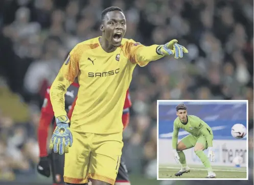  ??  ?? 0 Edouard Mendy joins Chelsea in a bid to solve their goalkeepin­g problems, while the future of Kepa Arrizabala­ga, inset, is now in doubt.