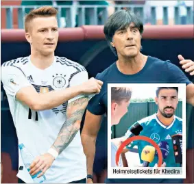  ??  ?? Heimreiset­ickets für Khedira DFB-Teamchef Jogi Löw bringt Marco Reus (l.) gegen Schweden von Beginn an.