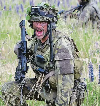  ?? FOTO MAFRA – VÁCLAV ŠLAUF ?? Ve zbrani. Jeden z příslušník­ů české armády během loňského cvičení Joint Fires v Hradišti.