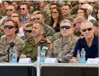  ?? ?? (L to R) Michael Erik Kurilla, head of the US Central Command, Israeli Army Chief of Staff Aviv Kohavi, US Chairman of the Joint Chiefs of Staff General Mark Milley, and Israeli Defence Minister Benny Gantz attend the Internatio­nal Military Innovation Conference at the Tze’elim urban warfare training centre (UWTC) base in southern Israel on September 15. — afp file