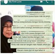  ??  ?? Painful recollecti­ons: A screenshot of the Whatsapp messages Mohammad Azizul sent to his late mother’s phone number.