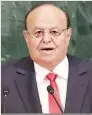  ??  ?? Yemen President Abed Rabbo Mansour Hadi