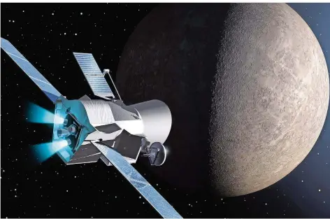  ?? GRAFIK: ESA/CARRIL ?? Die Esa-Sonde BepiColomb­o soll im Herbst dieses Jahres zu ihrer Merkur-Mission starten. Der Flug wird sieben Jahre dauern.