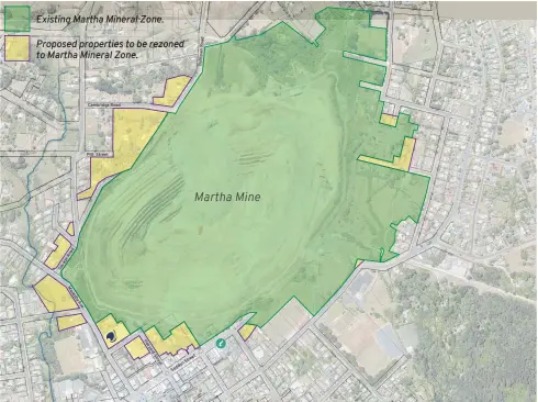  ?? ?? Proposed properties to be rezoned to Martha Mineral Zone.
Martha Mine