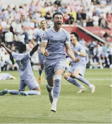  ?? ?? Jack Harrison celebrates scoring Leeds’ winner at Brentford
Picture: Alex Davidson/getty