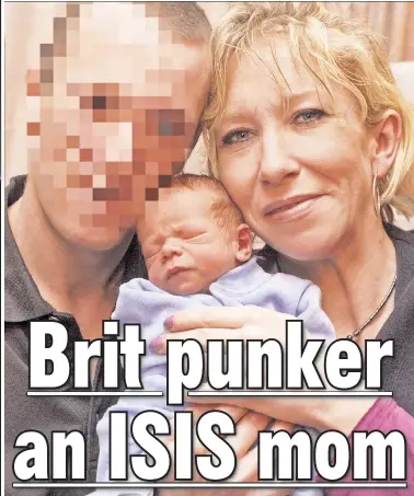  ??  ?? BEFORE HER CONVERSION: Sally Jones, a former rocker (top) who now calls herself, Sakinah Hussain, holds her baby (above), Joe Dixon, in 2004 with the boy’s father. She later married a terrorist.