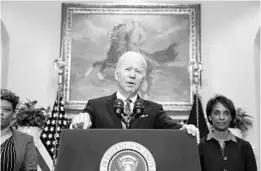  ?? EVAN VUCCI/AP ?? President Joe Biden, seen Wednesday at the White House, is embracing deficit reduction to fight inflation, at its highest level in 40 years, with midterm elections looming.