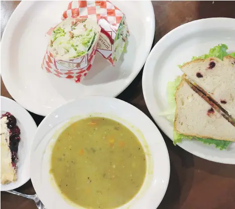  ?? PHOTOS: ALEESHA HARRIS ?? Among the selection of dishes from JD Farms Bistro, the sourdough cranberry bread is a hit with sandwich eaters.