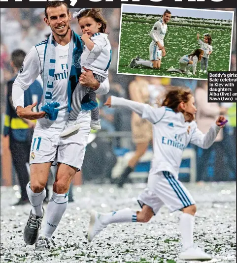  ?? REX ?? Daddy’s girls: Bale celebrates in Kiev with daughters Alba (five) and Nava (two)