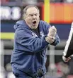  ?? Winslow Townson/Associated Press ?? Coach Bill Belichick and the Patriots will take on the Denver Broncos on Sunday.