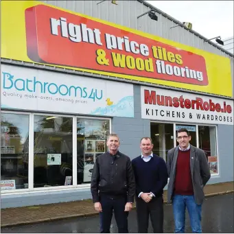  ??  ?? The team at the Right Price Tiles Centre; Kieran O’Keeffe, Alan O’Sullivan and Brian Brosnan.