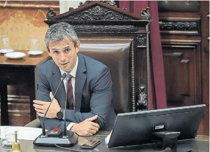  ?? JUANO TESONE ?? En el recinto. Martín Menem, presidente de Diputados, en el debate por la ley ómnibus.