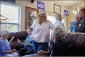  ?? STEPHEN SPERANZA — THE NEW YORK TIMES ?? Rep. Liz Cheney, R-Wyoming, meets with supporters in Cheyenne, Wyoming, on Friday. Cheney says her crusade to stop former President Donald Trump will continue — even if she loses her primary next week.