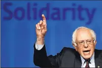  ?? MATT ROURKE/THE ASSOCIATED PRESS ?? Democratic presidenti­al candidate Sen. Bernie Sanders, I-Vt., speaks during a campaign stop on Thursday at the Pennsylvan­ia AFL-CIO Convention in Philadelph­ia, Pa.