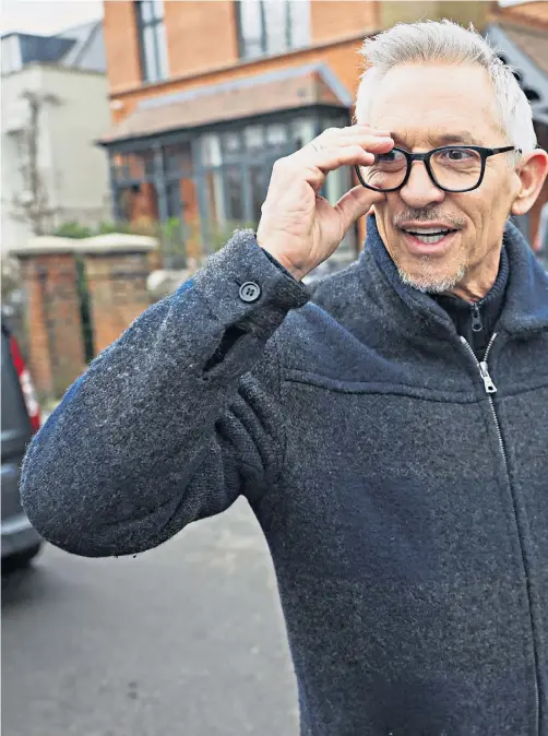  ?? ?? Gary Lineker, right, speaks to reporters outside his house yesterday