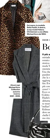  ??  ?? Alcuni capi Michael Kors Collection autunno inverno 2021 - 2022.