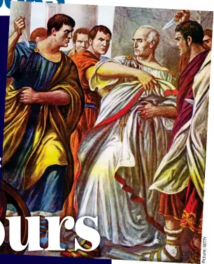  ??  ?? Surrounded: an illustrati­on of Caesar’s assassinat­ion