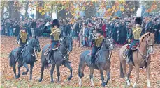  ?? ?? The King’s Troop Royal Horse Artillery departs after firing a 41-gun royal salute in Green Park, London.