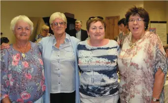  ??  ?? Mary O’Connor, Bridie Howard, Goretti O’Regan and Marian O’Brien were at the reception to mark the departure of Fr. Tom Naughton from Charlevill­e to Mallow.