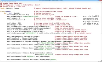  ??  ?? You code the GUI components and app logic to make GUI apps in IDLE.