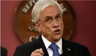  ?? ?? Le président chilien Sebastian Piñera au palais présidenti­el de La Moneda, à Santiago du Chili, le 12 octobre 2021.