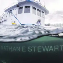  ??  ?? The tugboat Nathan E. Stewart is aground in the Seaforth Channel near Bella Bella in this photo taken Oct. 23, 2016. More than 107,000 litres of diesel and 2,240 litres of lubricants, including gear, hydraulic and lube oils, were released into the...