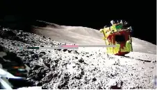  ?? — AFP photo ?? A handout photo released by the Japan Aerospace Exploratio­n Agency (JAXA) and credited to JAXA, Takara Tomy, Sony Group Corporatio­n and Doshisha University shows an image of the lunar surface taken and transmitte­d by LEV-2 “SORA-Q” the transforma­ble lunar surface robot “SORA-Q” (operation verificati­on model) after landing on the Moon on Jan 20.