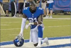  ?? BILL KOSTROUN - THE ASSOCIATED PRESS ?? FILE - In this Sept. 30, 2018, file photo, New York Giants’ Landon Collins kneels in the end zone during an NFL football game against the New Orleans Saints in East Rutherford, N.J.