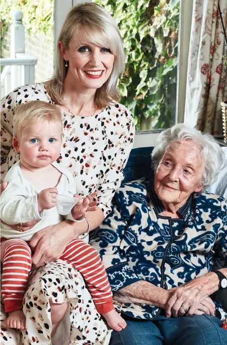  ??  ?? ‘CENTURY GIRL’: Pamela Rose, aged 101, with her friend Tessa and Tessa’s 11-month-old daughter Elena