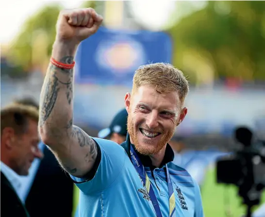  ?? GETTY IMAGES ?? Ben Stokes of England celebrates victory in the Cricket World Cup final against New Zealand at Lord’s.