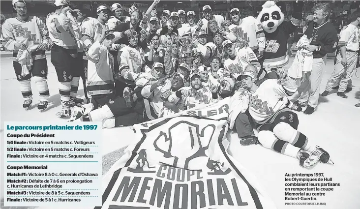  ??  ?? Au printemps 1997, les Olympiques de Hull comblaient leurs partisans en remportant la coupe Memorial au centre Robert-Guertin.