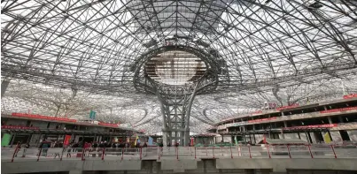  ?? (Jason Lee/Reuters) ?? THE TERMINAL of Daxing Airport on the outskirts of Beijing is seen on Monday. When completed, the new airport is expected to serve an initial 45 million passengers a year, with an eventual capacity of 100 million.